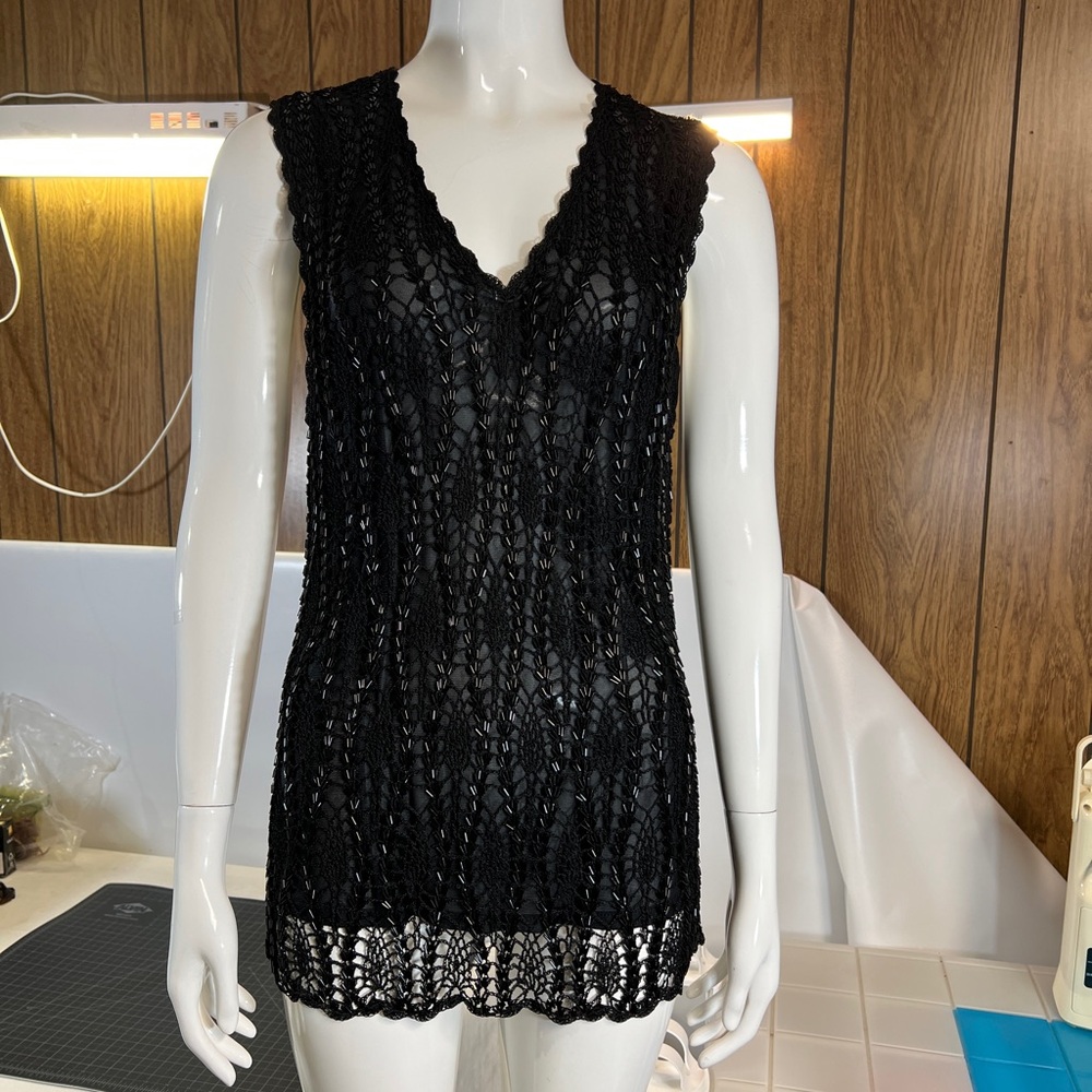 EUC crochet top with beading